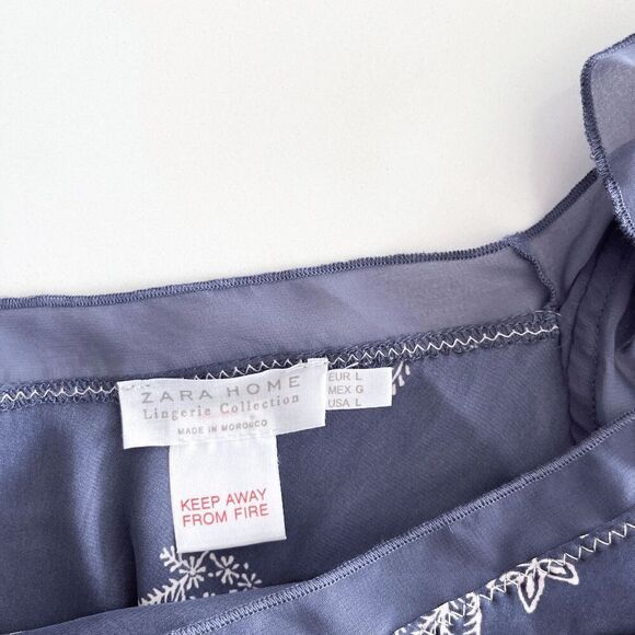 Zara Home Lingerie Collection Womens Floral Flutter Sleeve Nightgown Blue Large - Picture 4 of 6